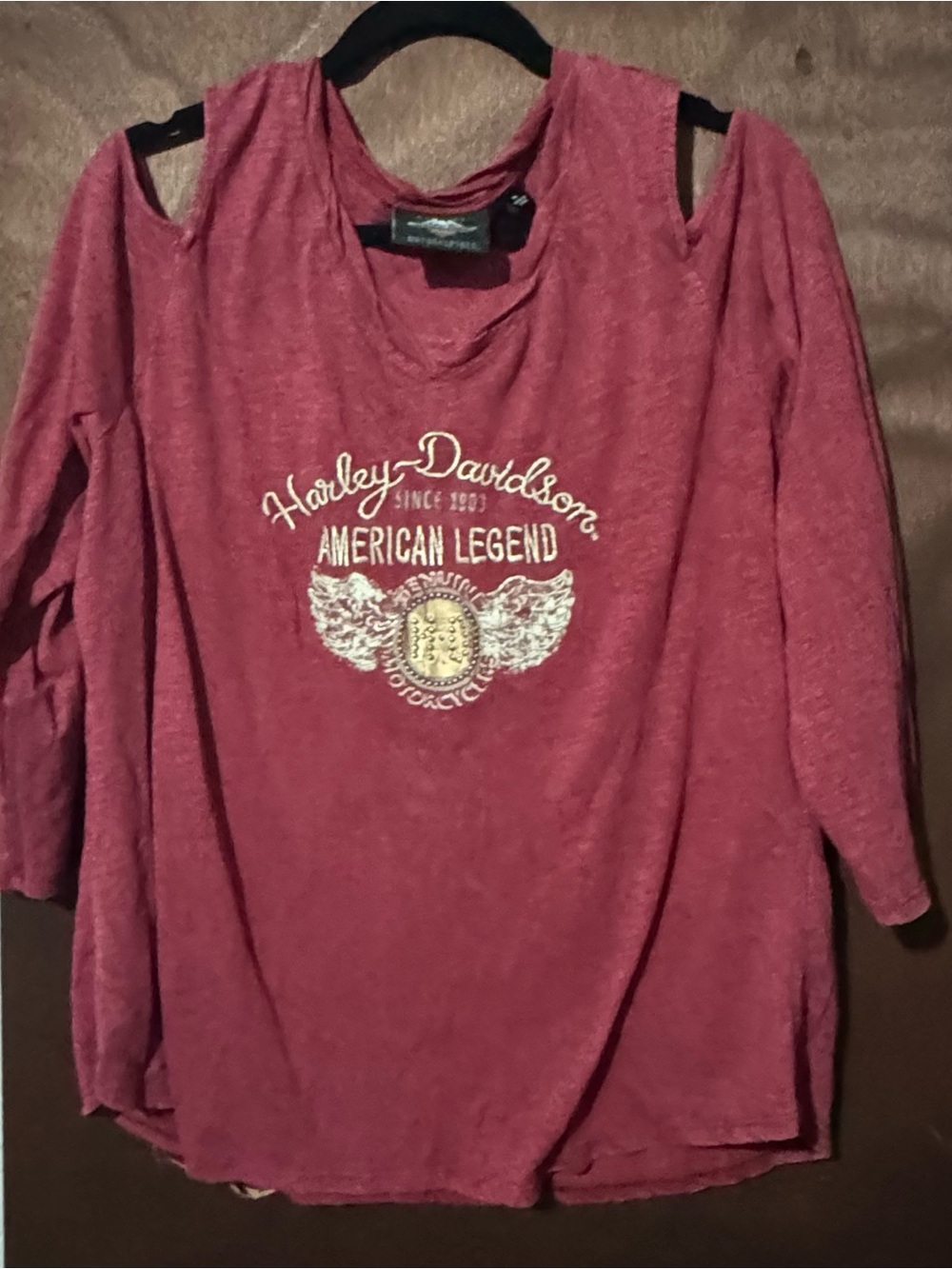 Harley-Davidson large Red Cold-Shoulder Graphic Top